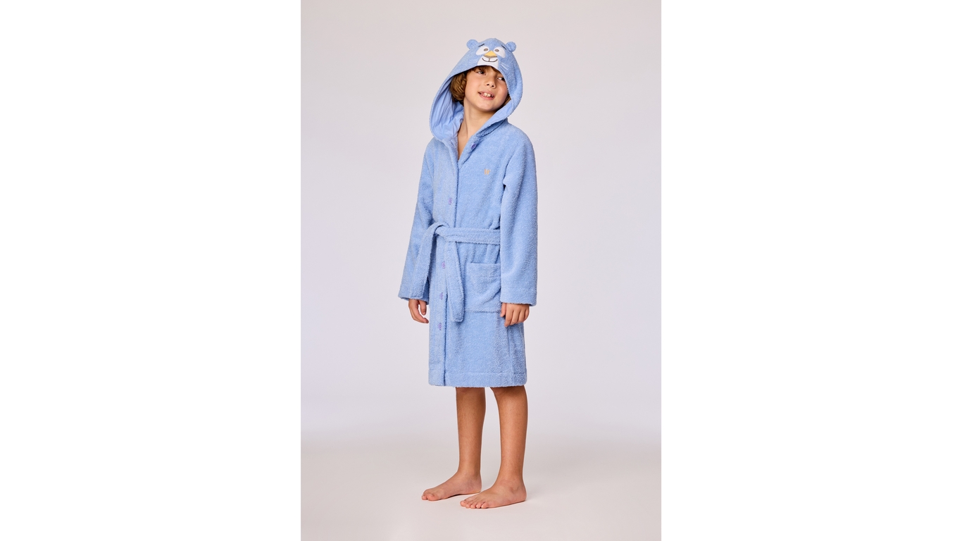 Badjas Kinderen Woody Tijger Kap - Blauw