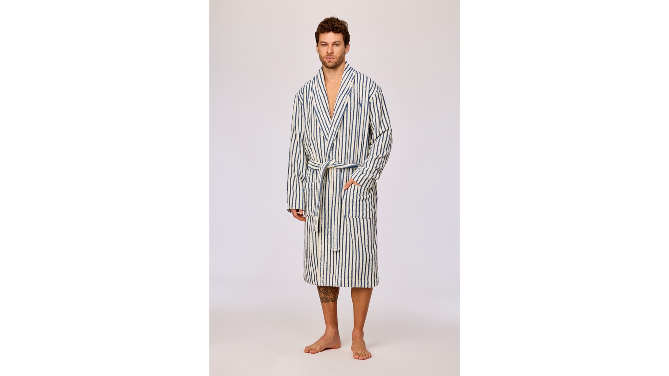Badjas Heren Woody Strepen - Donkerblauw