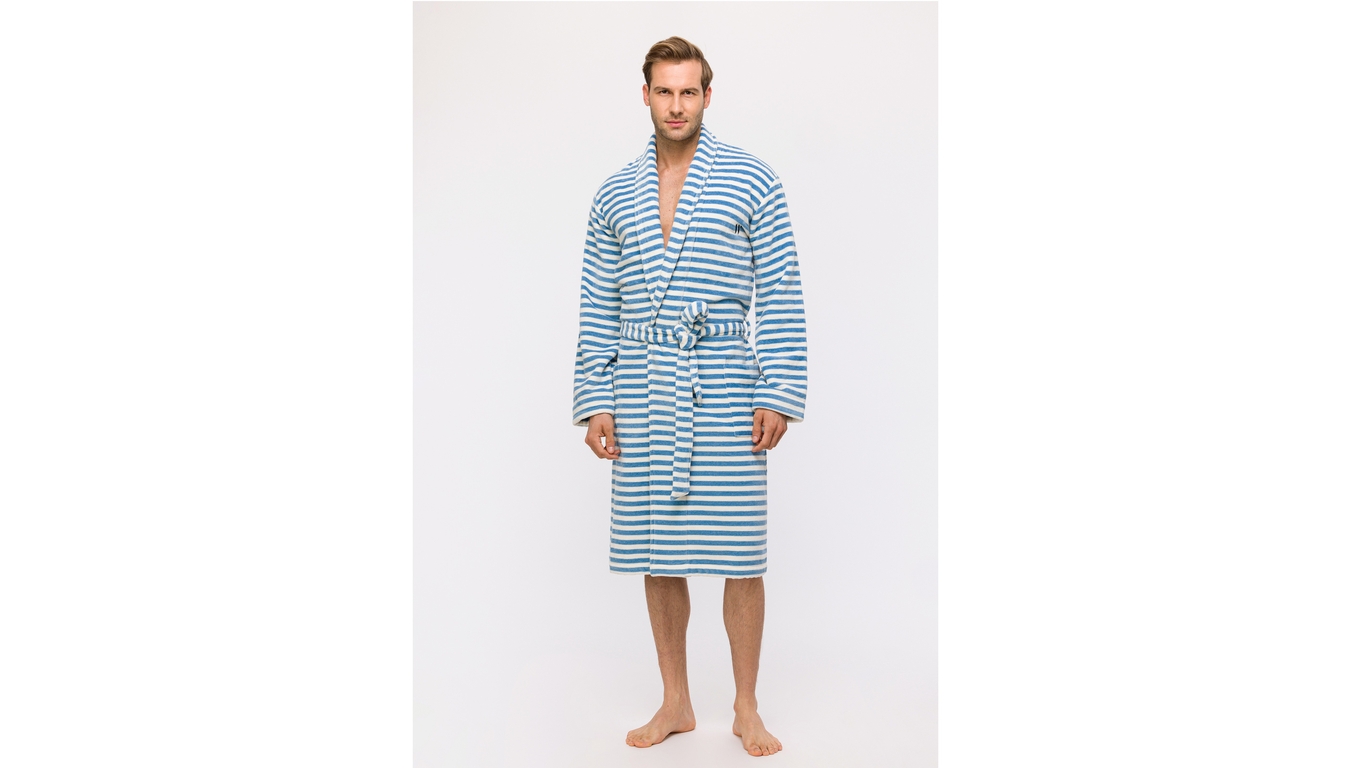 Badjas Heren Woody Strepen - Blauw